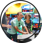 Coworkers enjoying games together.